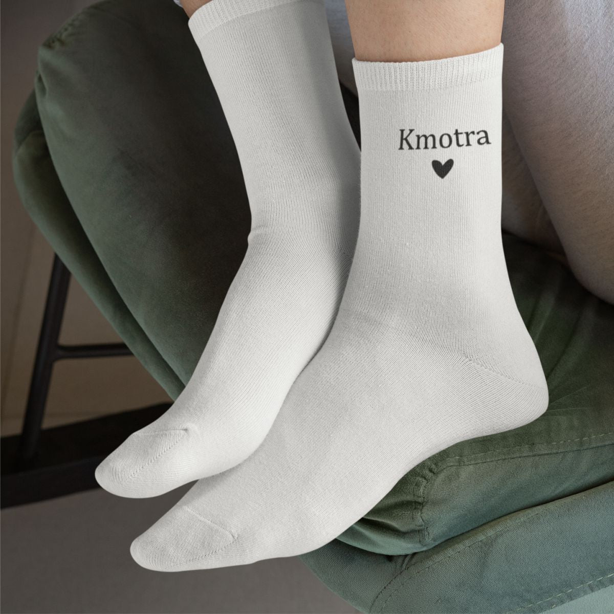 Bílé ponožky "Kmotra se srdíčkem"