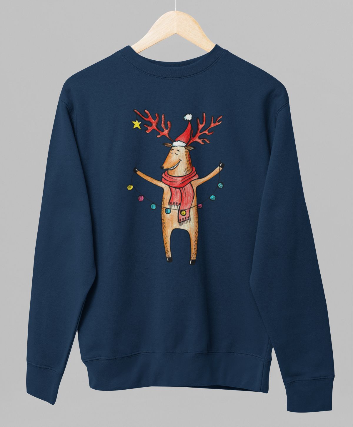 Sininen unisex collegepaita "Hirvi"