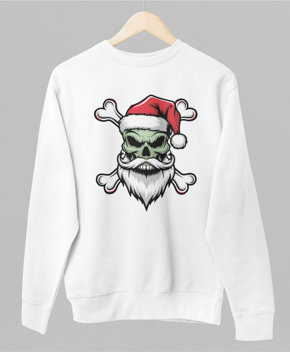 Valge UNISEX pusaer ilma kapuutsita "Jõulukolju"