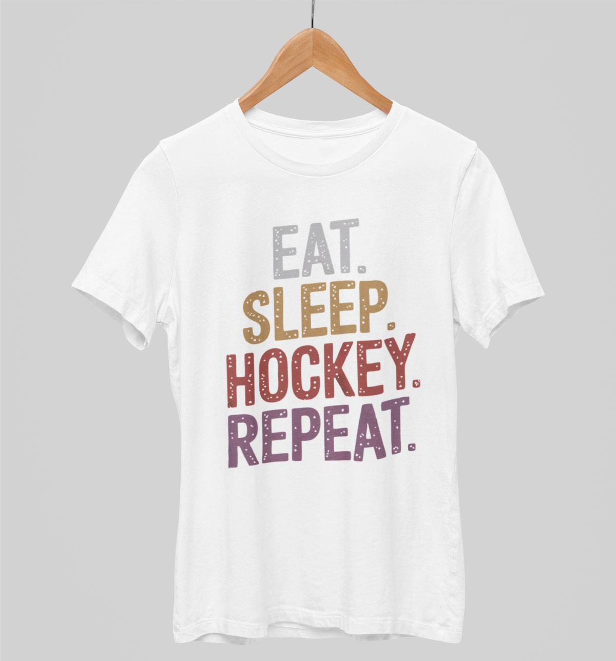 Balti UNISEX krekli "Eat sleep hockey repeat"