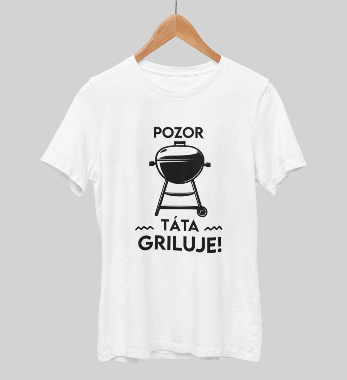 Bílé UNISEX tričko "Pozor, táta griluje!"