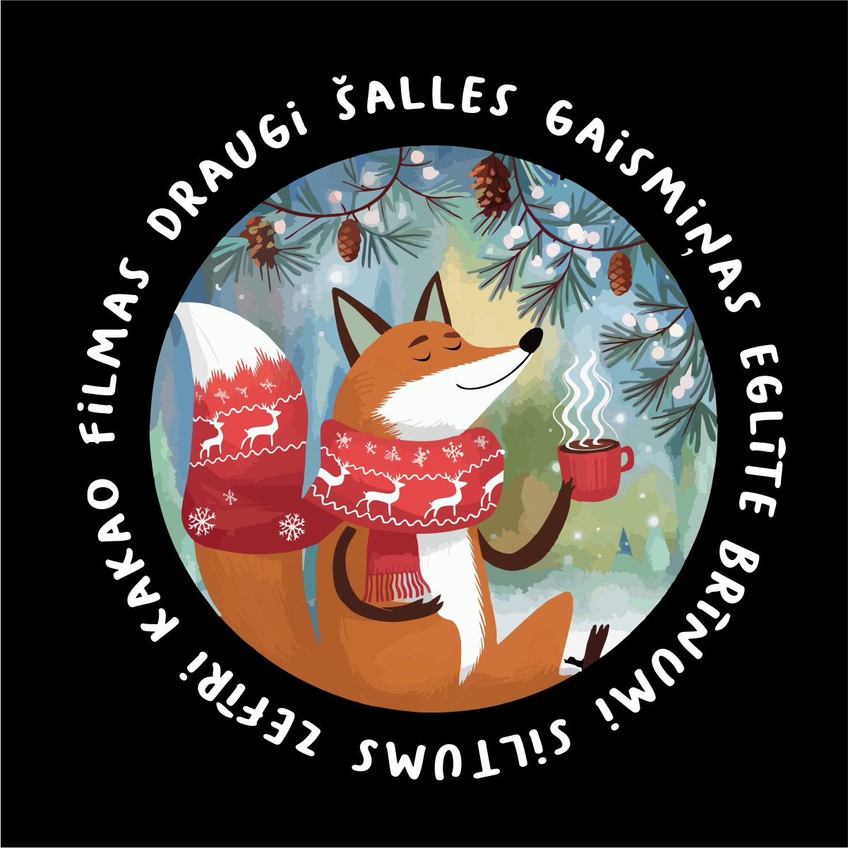 Melns UNISEX džemperis bez kapuces "Ziemassvētku simboli"