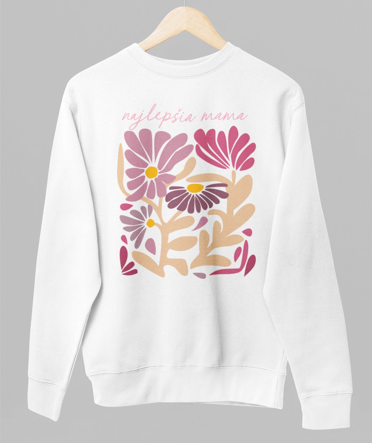 White unisex sweatshirt "Mamin kvetinový záhon"