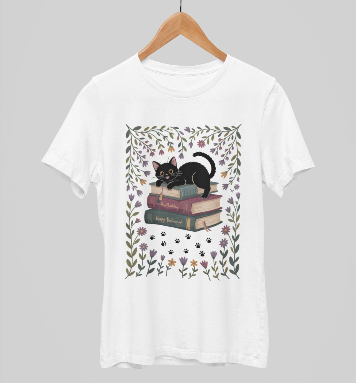 Weiße UNISEX T-Shirts Cats and Books
