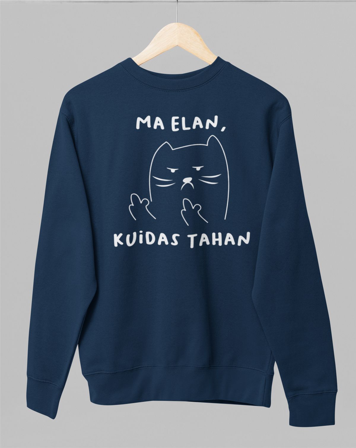 Sinine UNISEX dressipluus ilma kapuutsita "Ma elan, kuidas tahan"