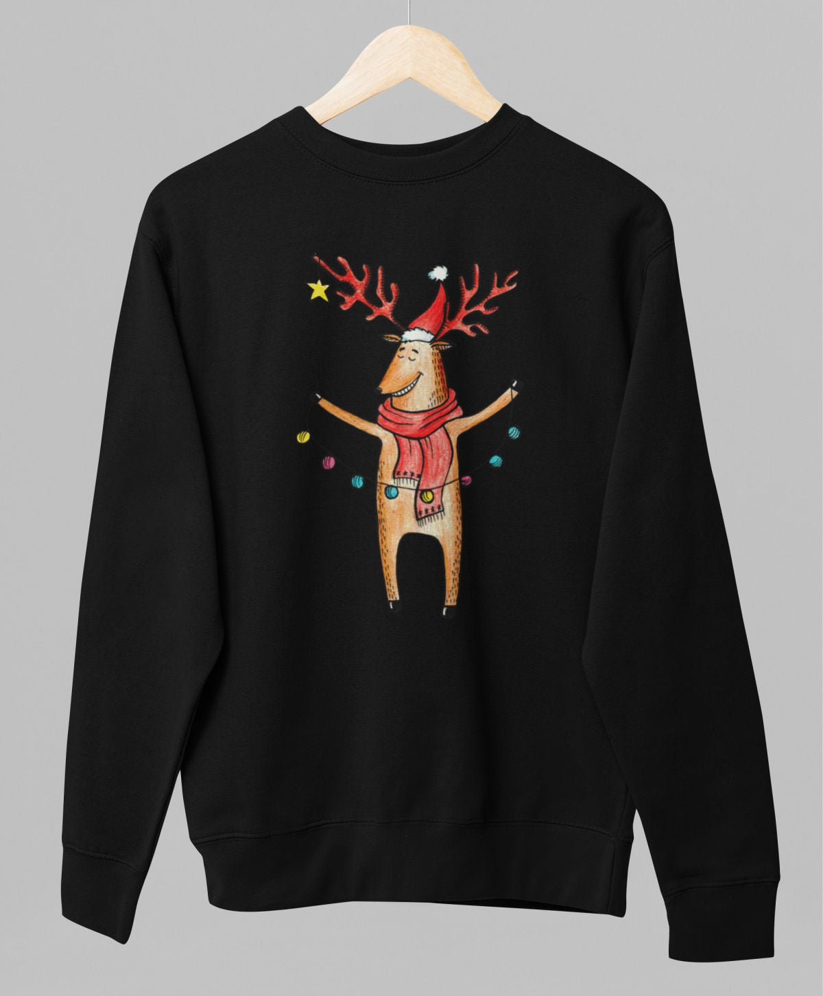 Must UNISEX dressipluus ilma kapuutsita "Põder"