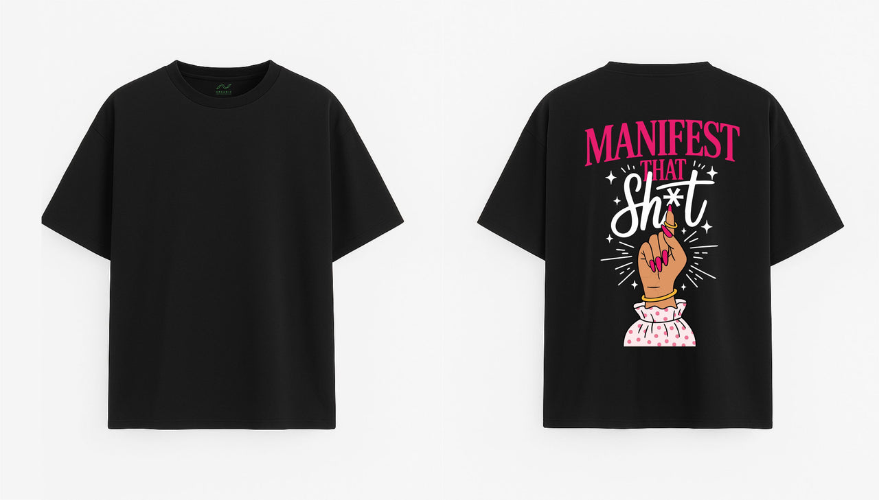 Oversized black T-shirt "Manifest"