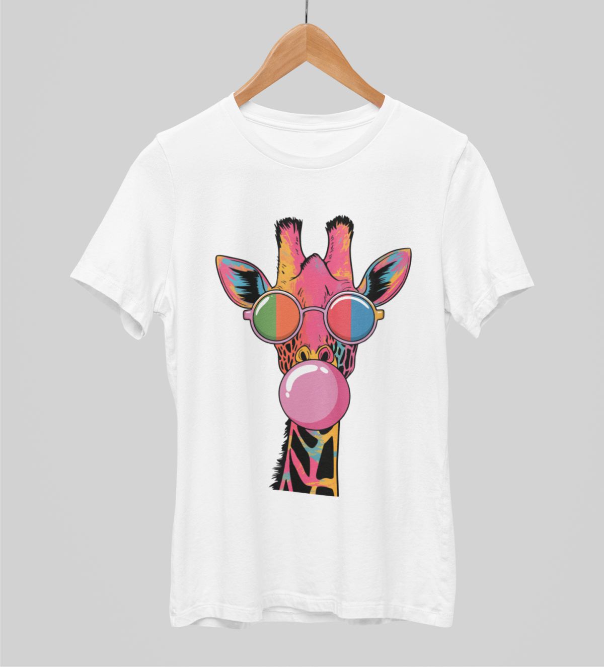 Valkoiset unisex T-paidat "Kirahvi"