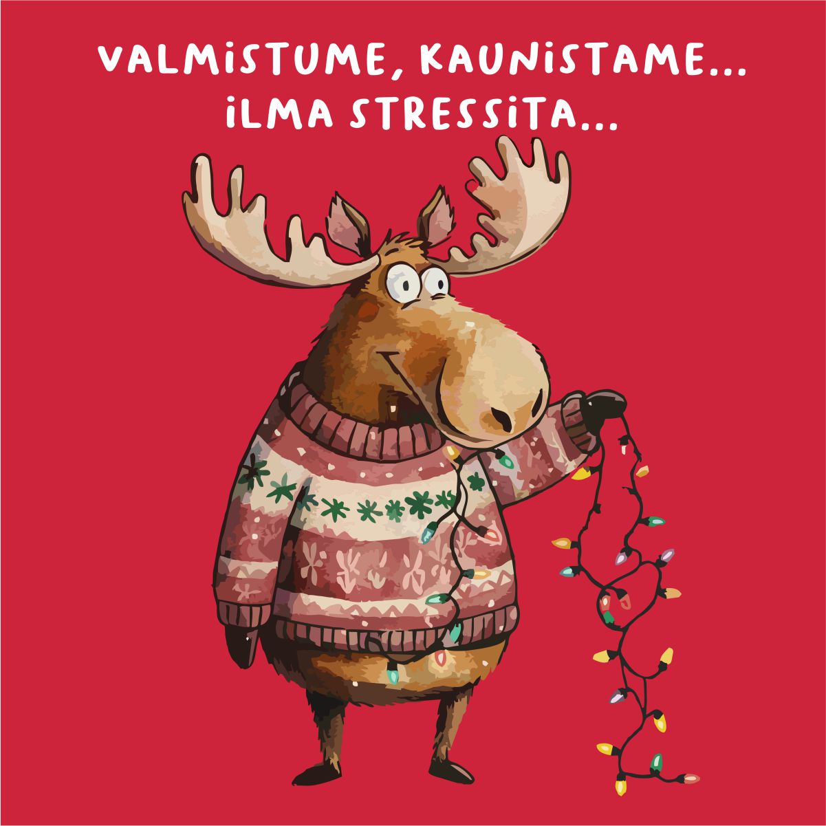 Punane UNISEX pusaer ilma kapuutsita "Valmistume, kaunistame... ilma stressita..."