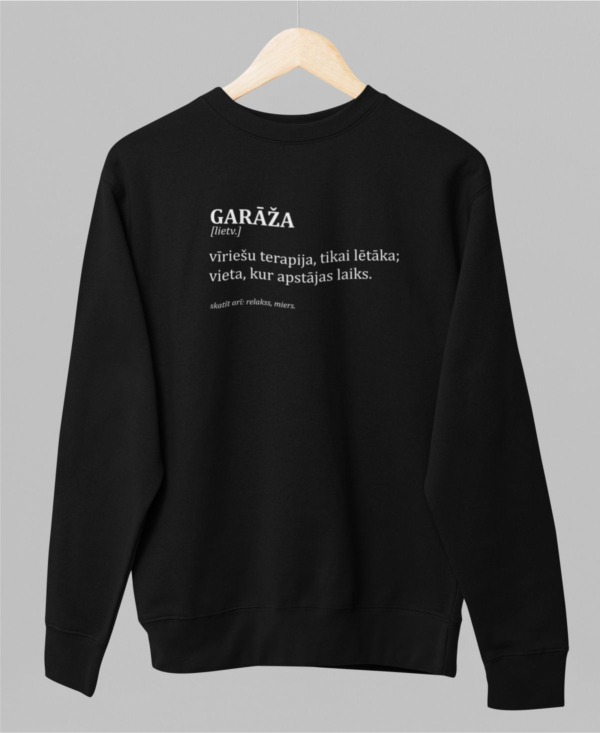 Melns UNISEX džemperis bez kapuces "GARĀŽA"