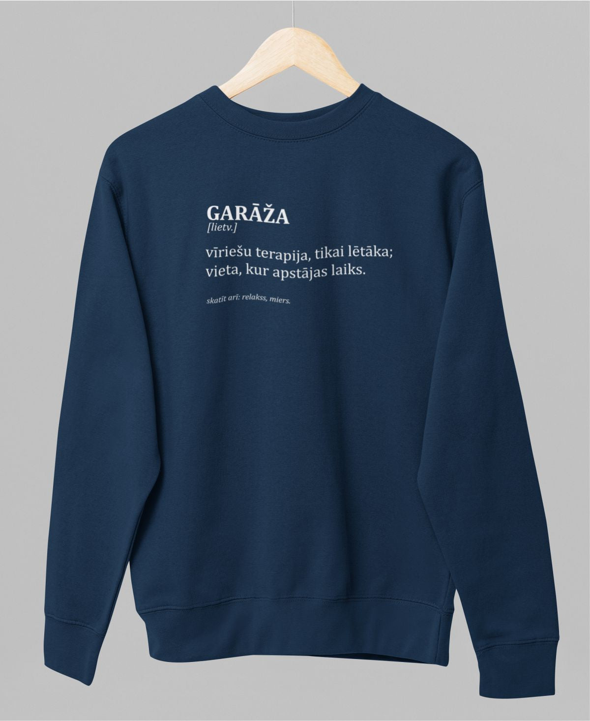 Zils UNISEX džemperis bez kapuces "GARĀŽA"