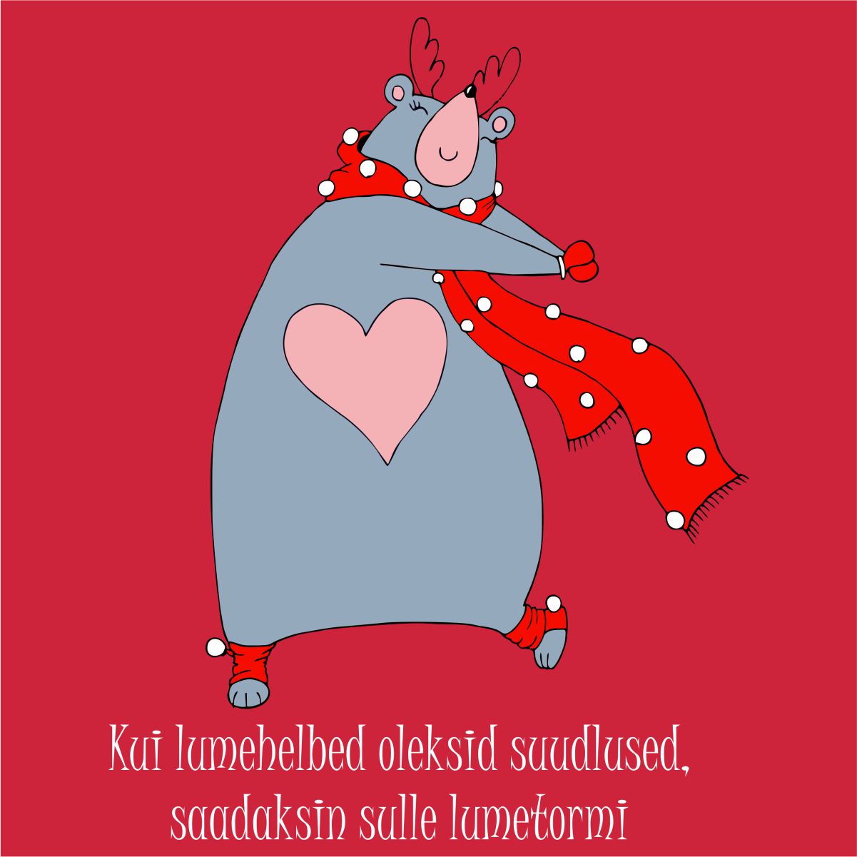 Punane UNISEX pusaer ilma kapuutsita "Lumetormi"