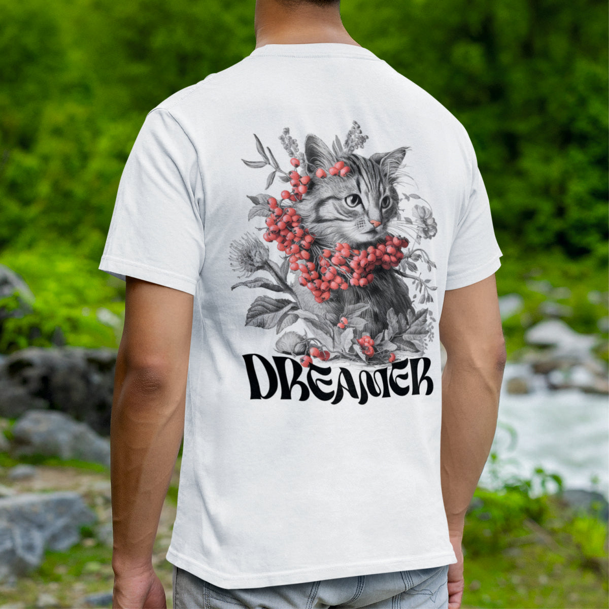 Vit UNISEX T-shirt med ryggtryck “Dreamer”