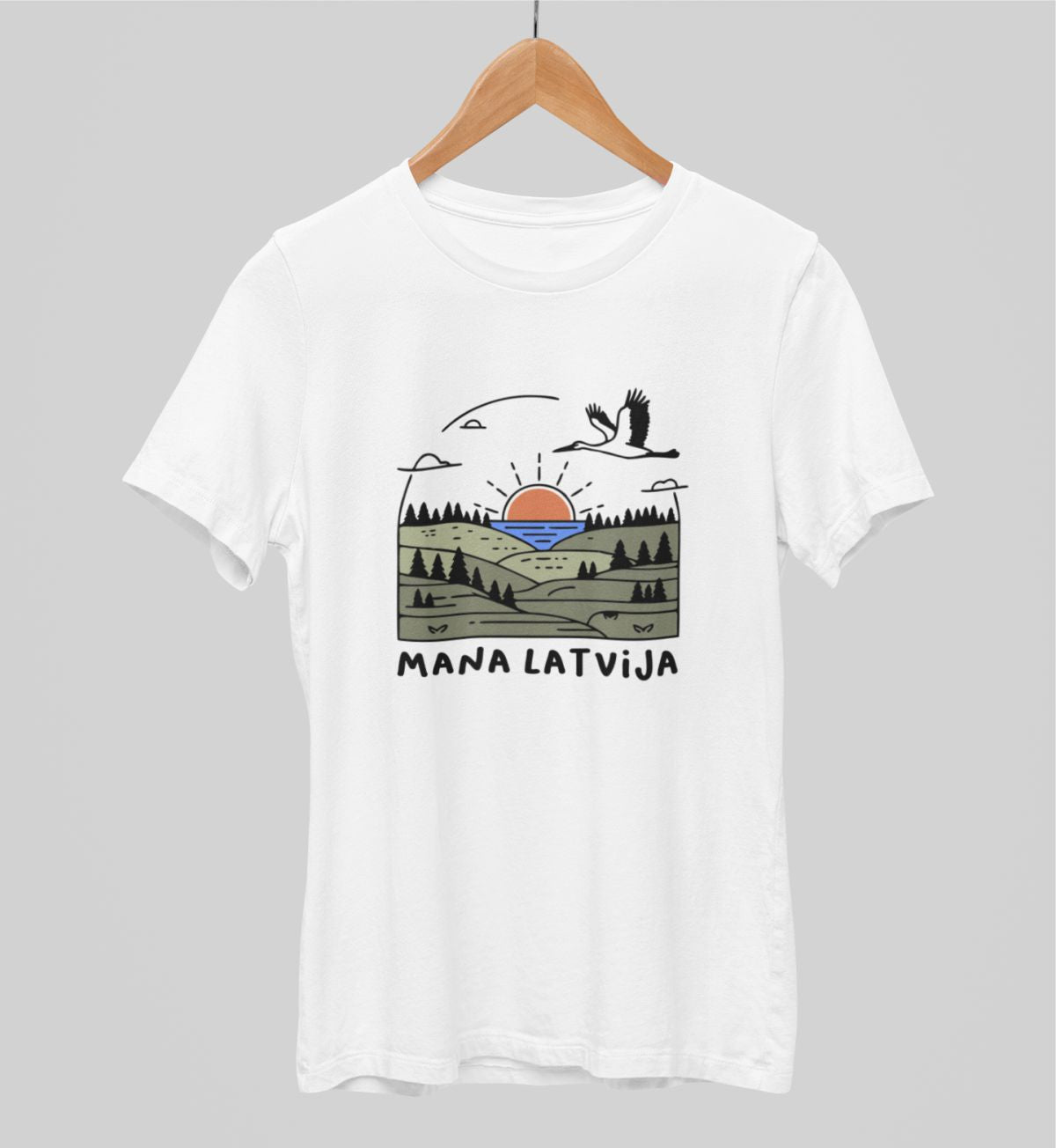 Balti UNISEX krekli "Mana Latvija"