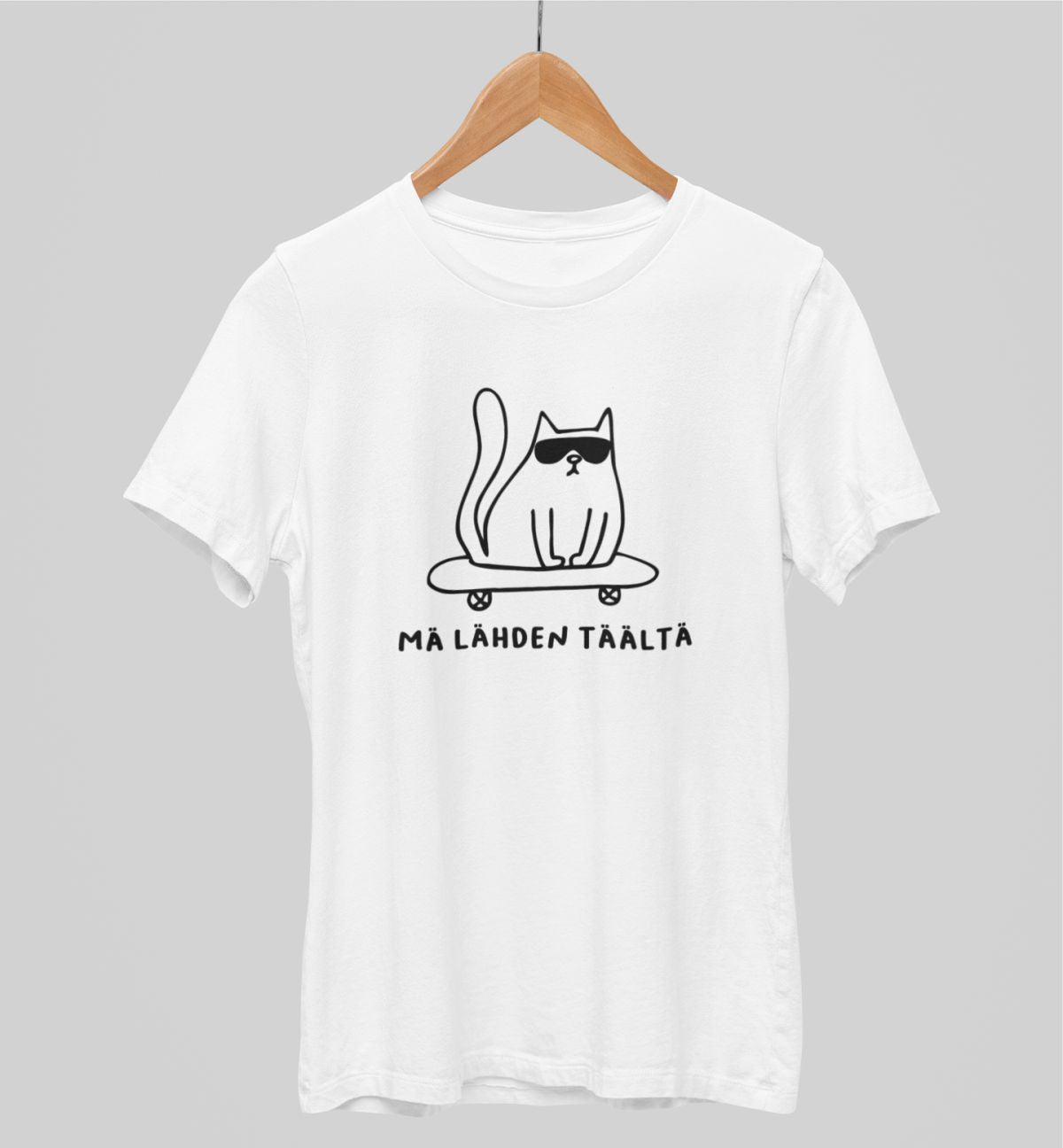 Valkoiset unisex T-paidat "Mä lähden täältä"