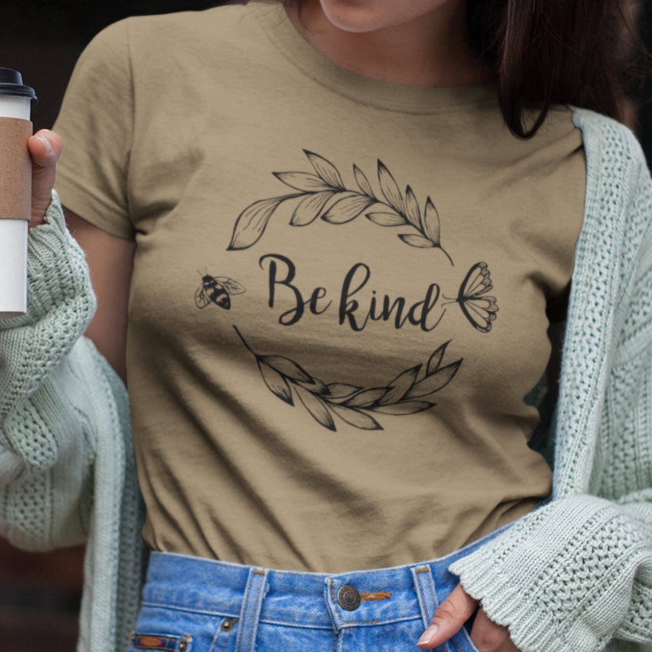 Khaki T-Shirt Sei freundlich