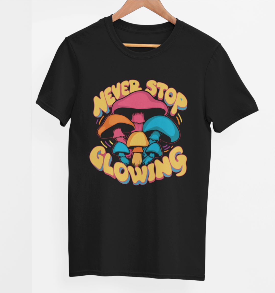 Svart UNISEX T-shirt ”Never stop glowing”