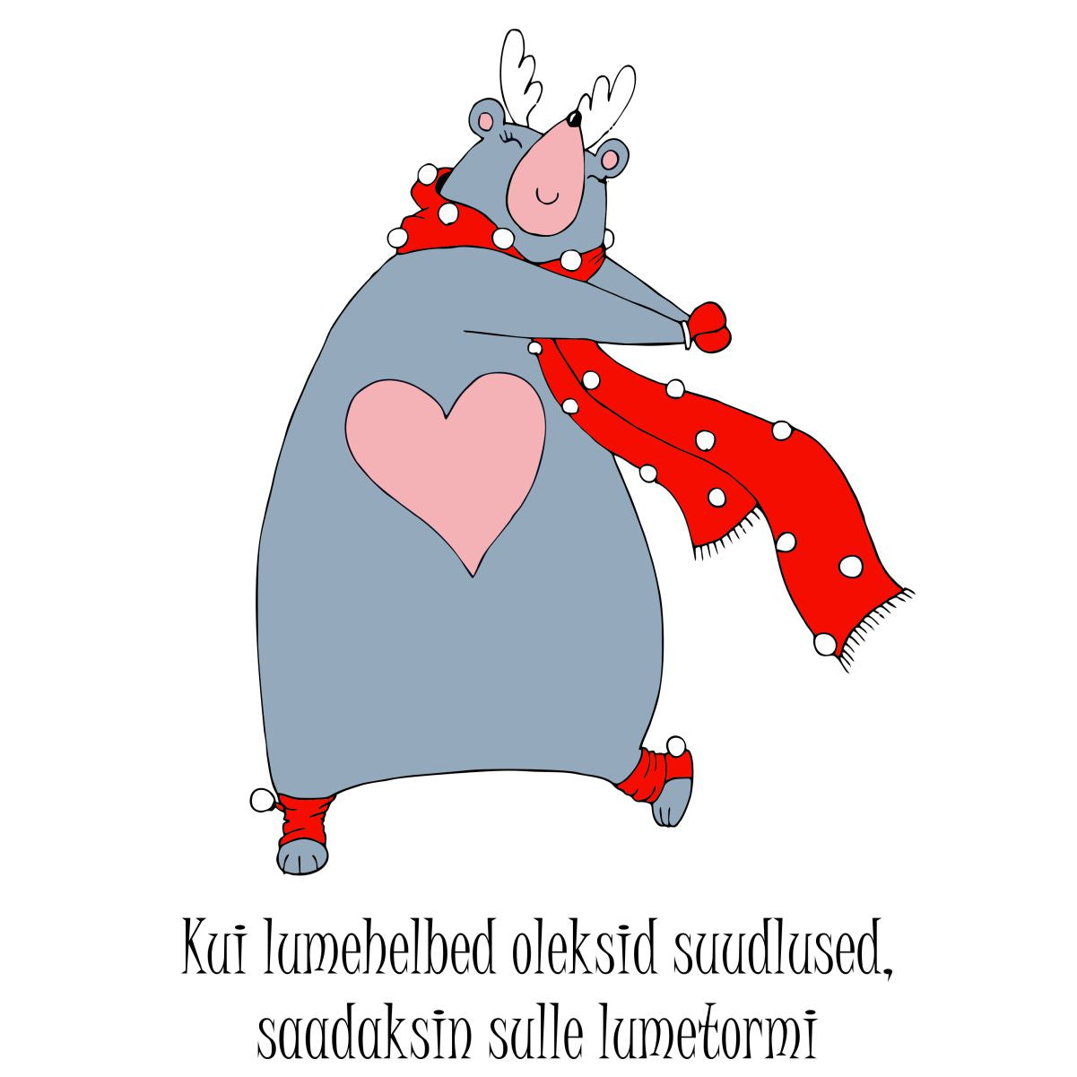 Valge UNISEX pusaer ilma kapuutsita "Lumetormi "