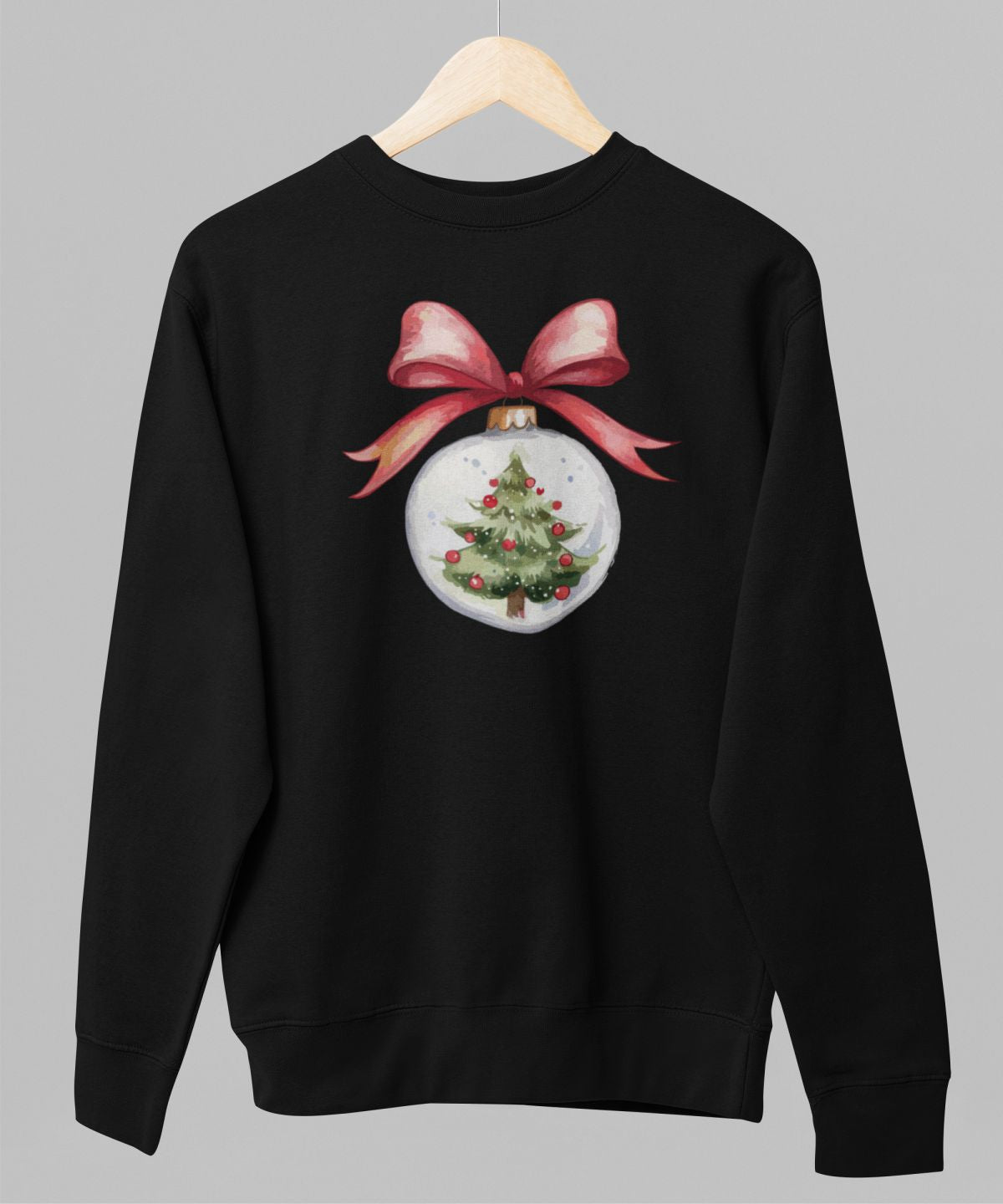 Melns UNISEX džemperis bez kapuces "Ziemassvētku rotaļlieta"