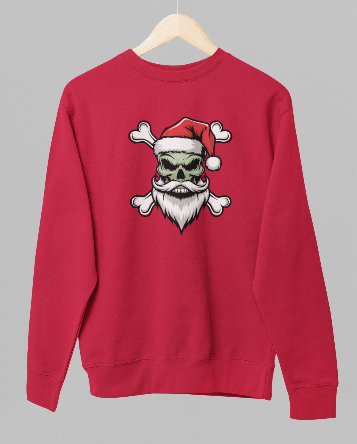 Czerwona UNISEX bluza "Świąteczna czaszka"