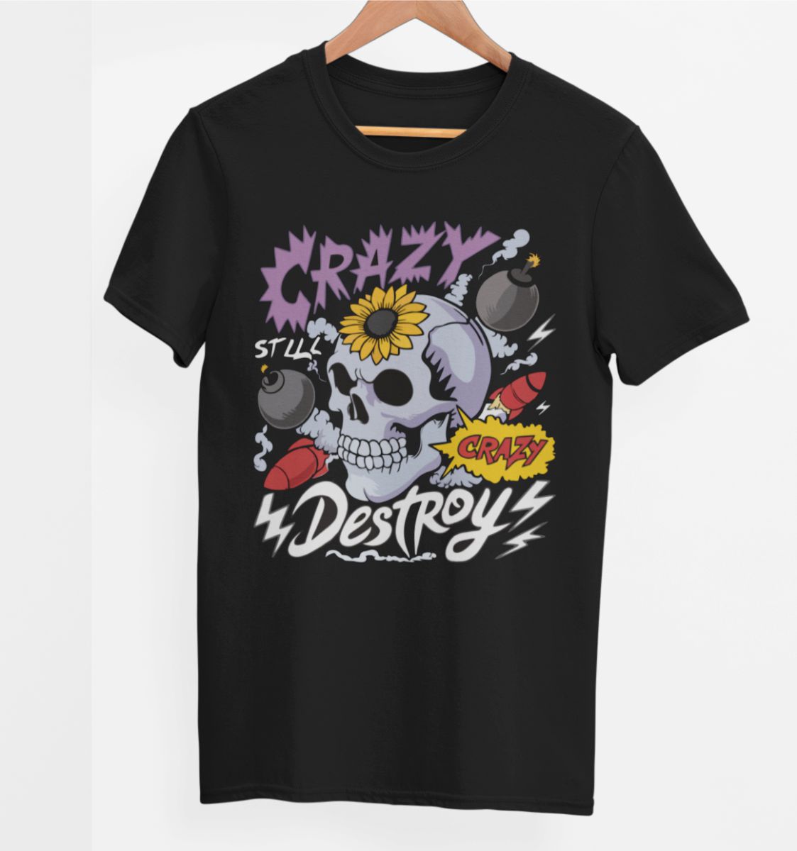 Svart UNISEX T-shirt ”Crazy destroy”