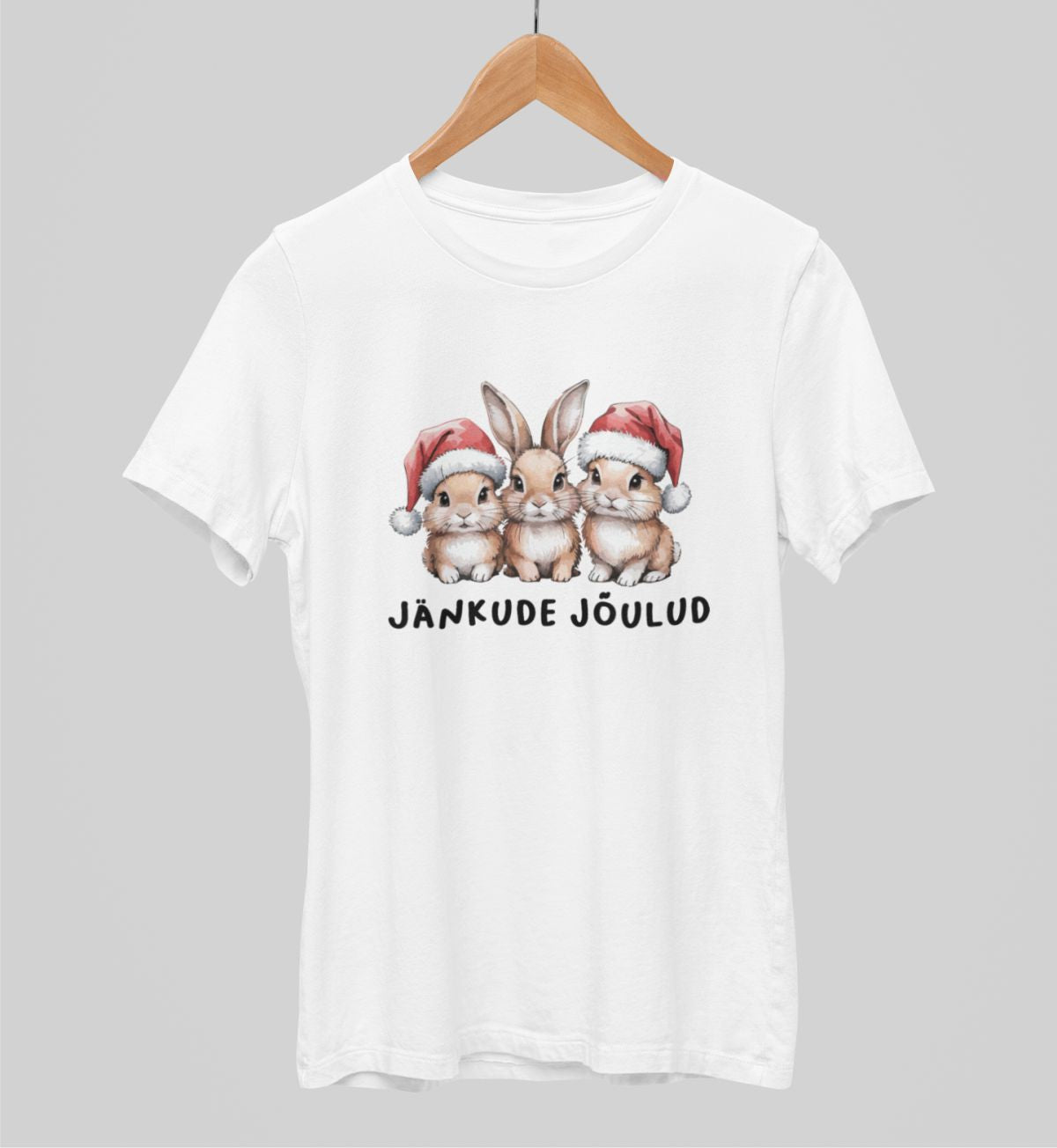 Valge UNISEX T-särk "Jänkude jõulud"