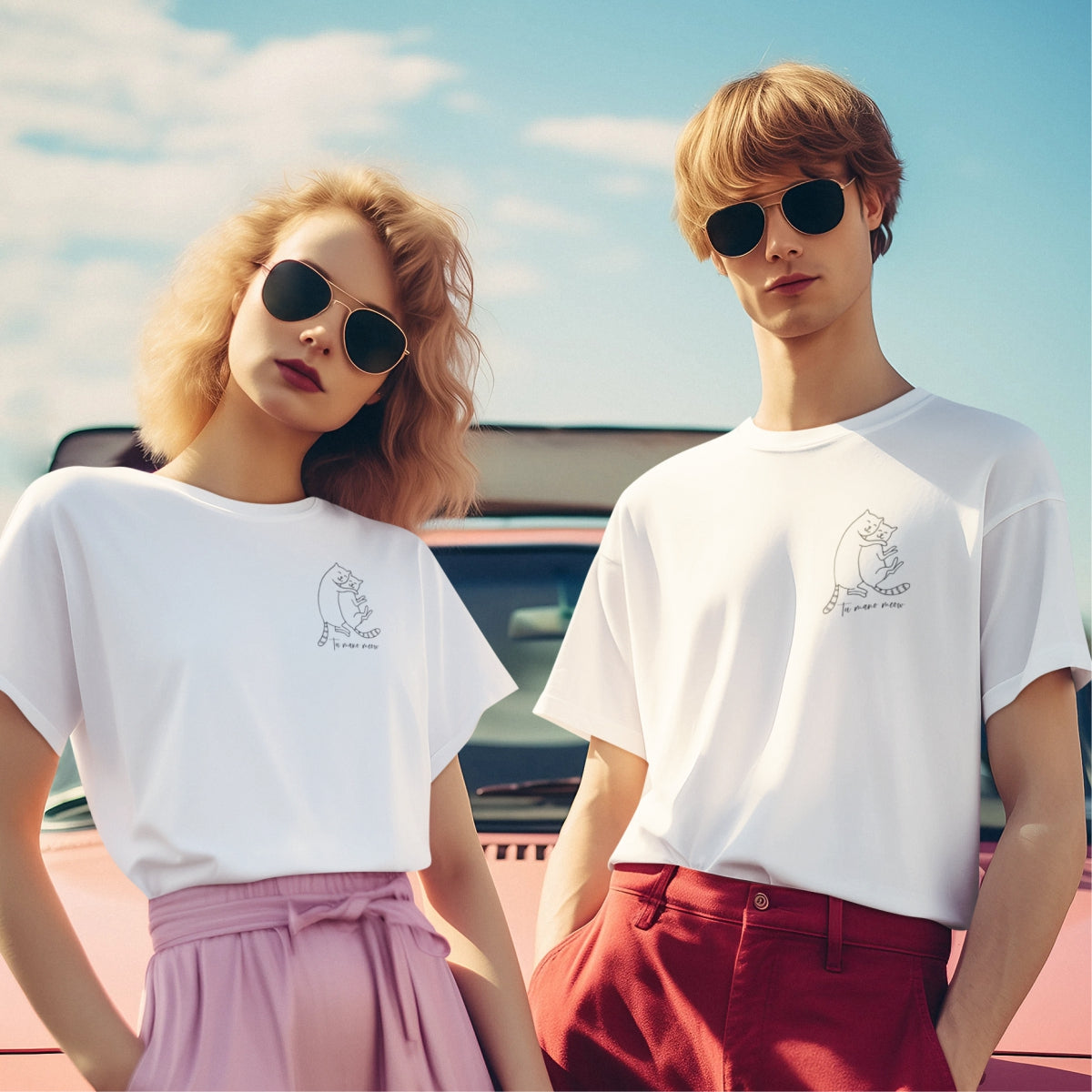 Balti unisex krekli pāriem "Tu esi mans"