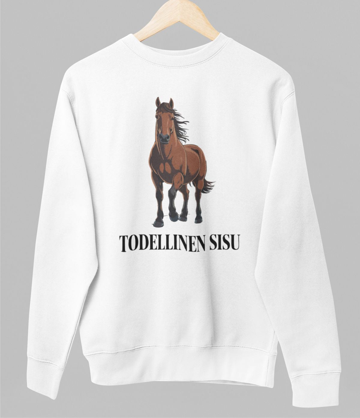 Valkoinen unisex collegepaita "Todellinen sisu"