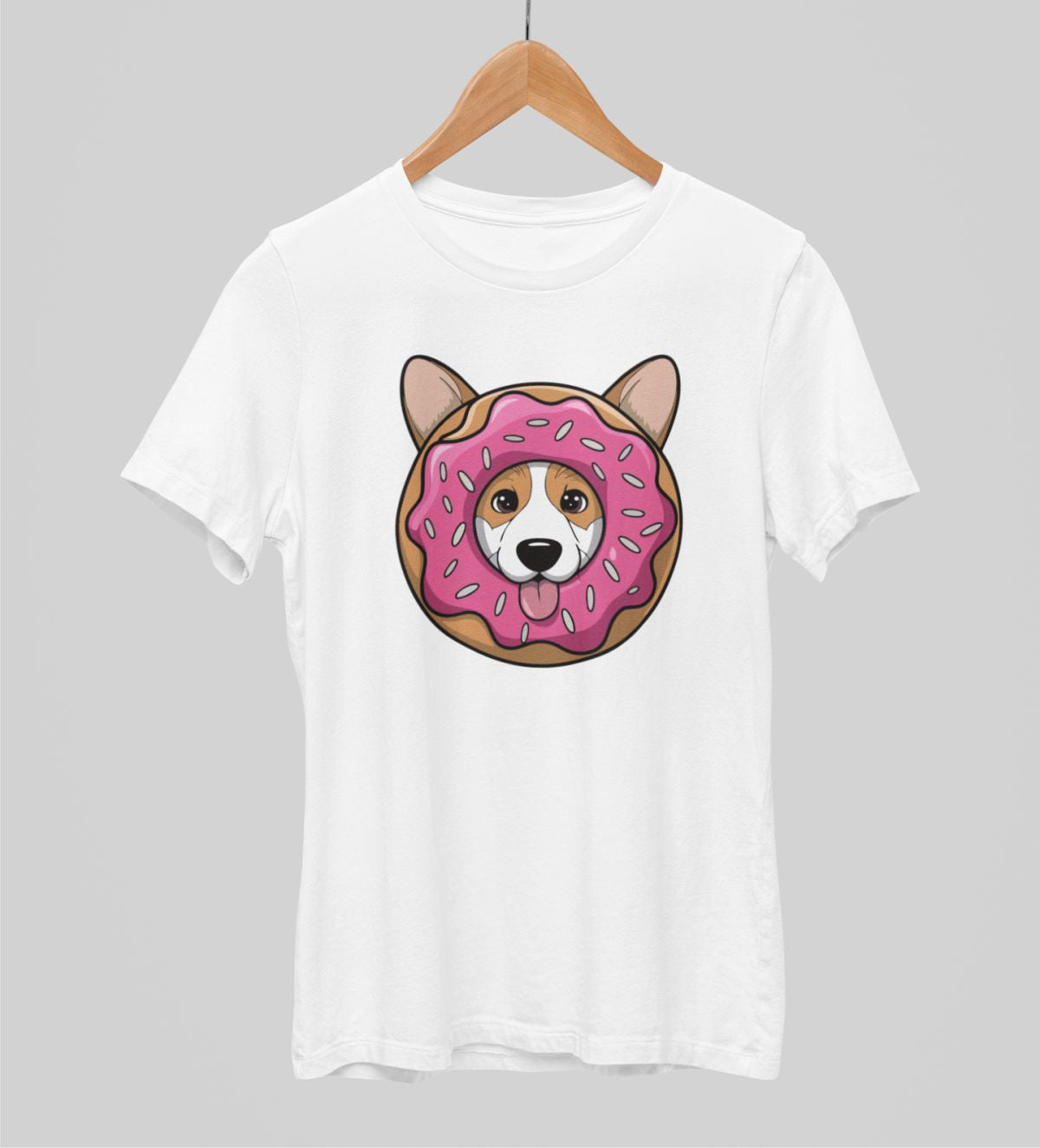 Valkoiset unisex T-paidat "Corgi"