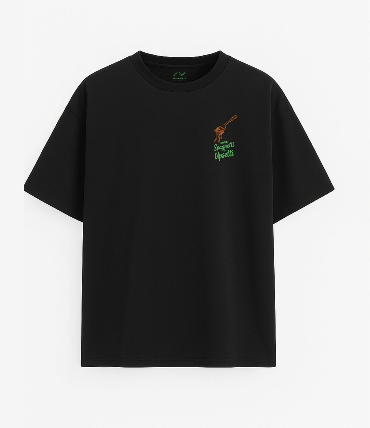 Oversized black T-shirt "Pasta is love"