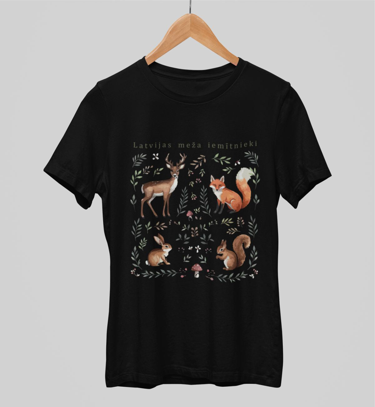 Melni unisex krekli "Meža iemītnieki"