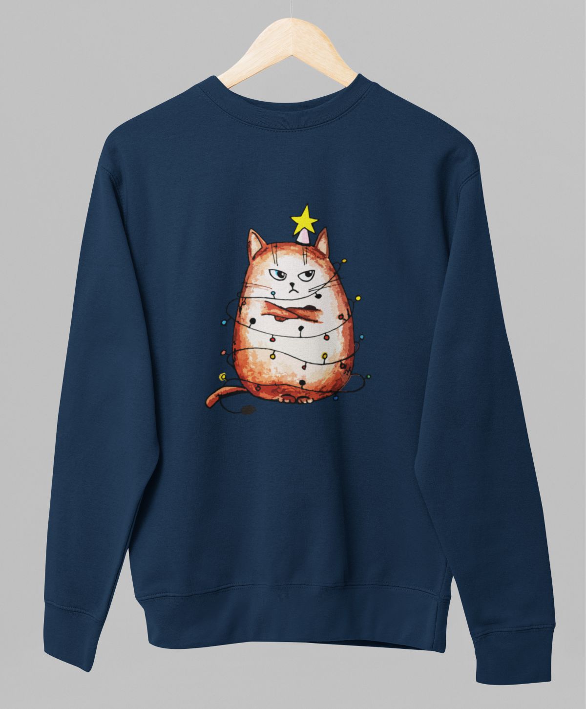 Zils UNISEX džemperis bez kapuces "Nikns kaķis"