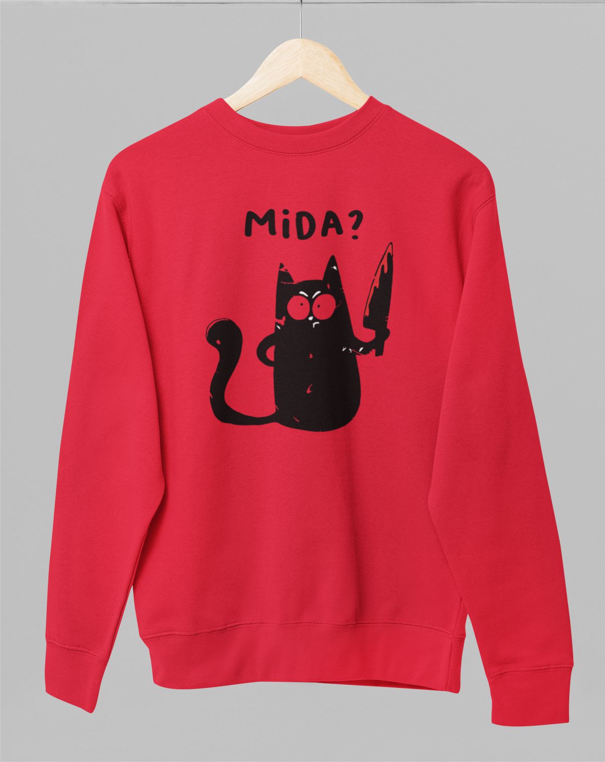 Punane UNISEX dressipluus ilma kapuutsita "Mida?"