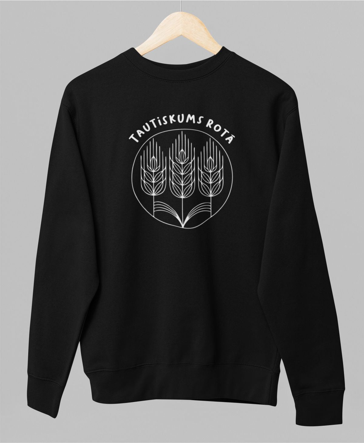 Melns UNISEX džemperis bez kapuces "Tautiskums rotā"