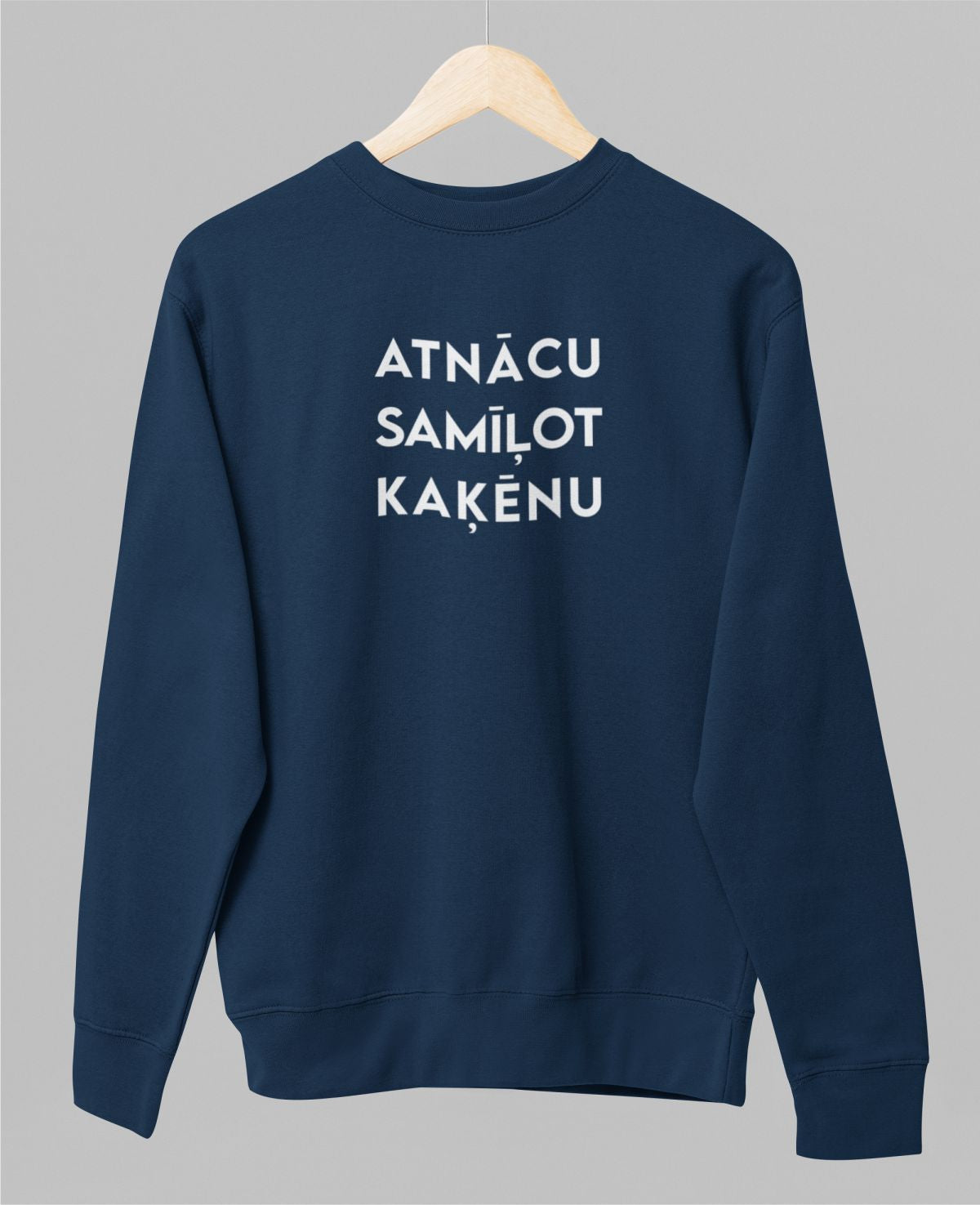 Zils UNISEX džemperis bez kapuces "Atnācu samīļot kaķēnu"