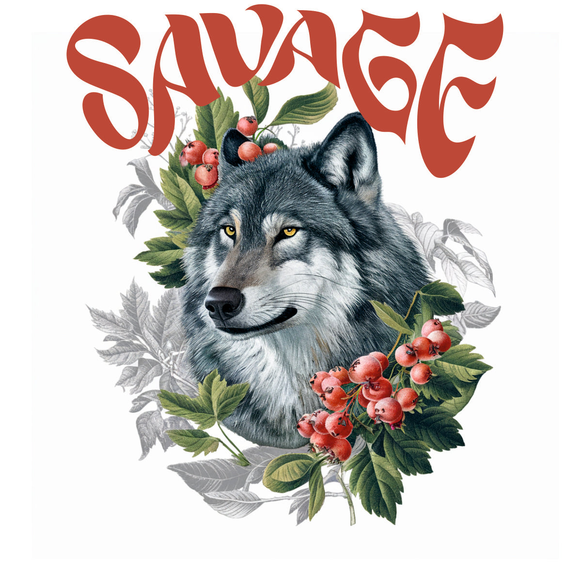 Vit UNISEX T-shirt med ryggtryck “Savage”
