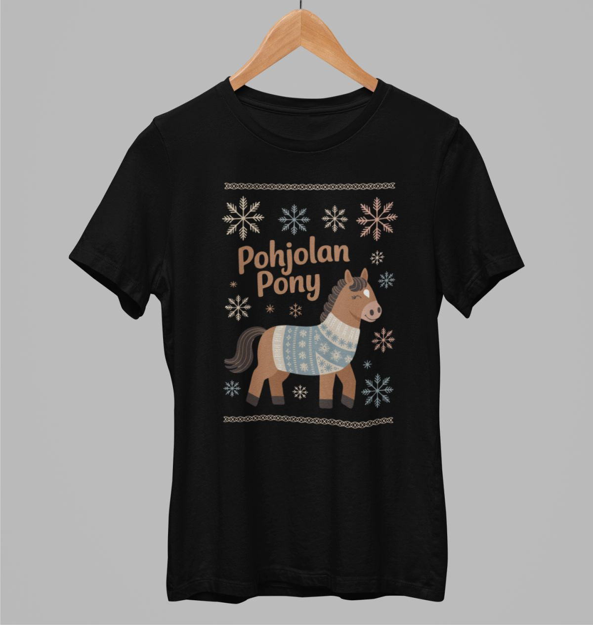 Mustat unisex T-paidat "Pohjolan poni"