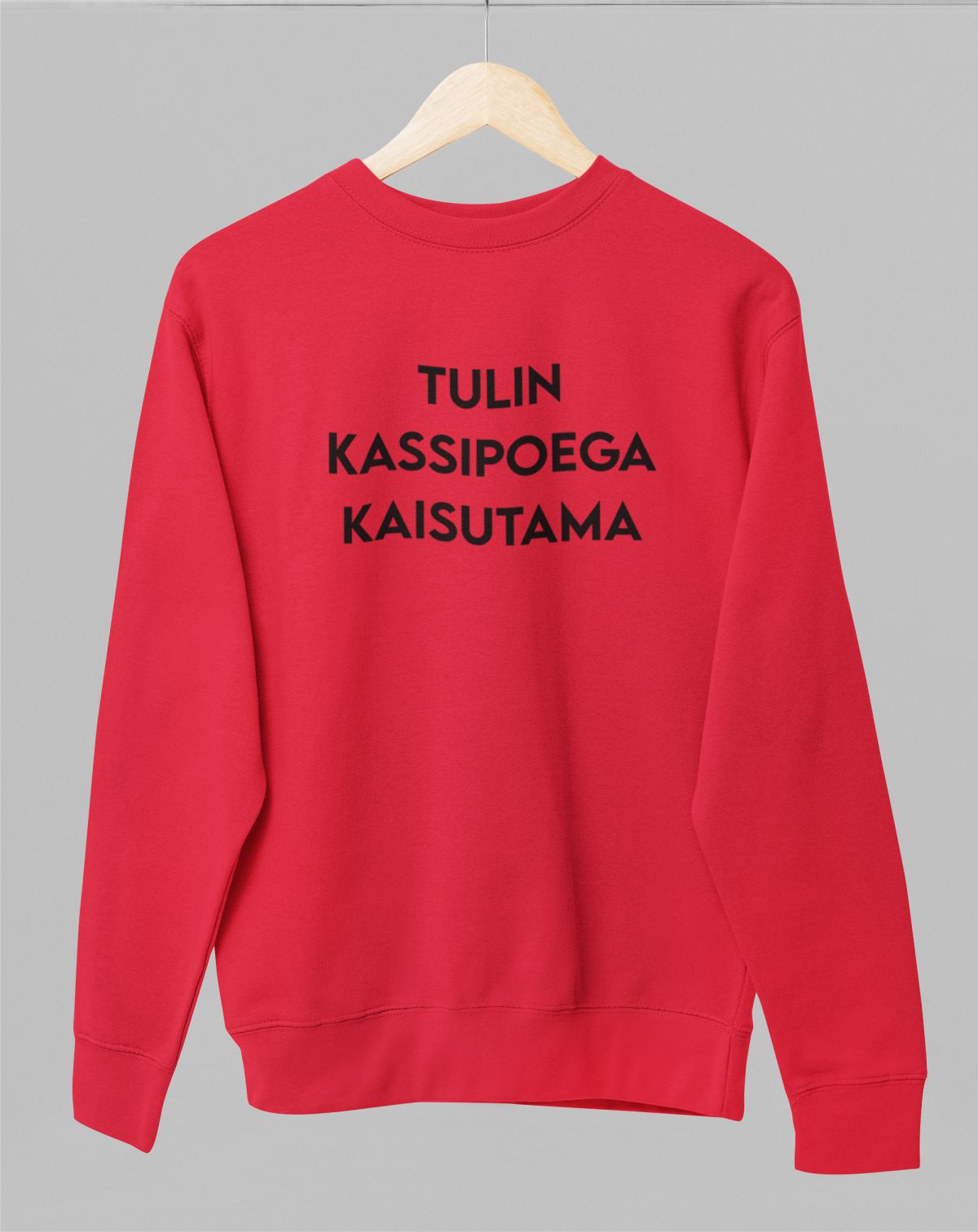 Punane UNISEX dressipluus ilma kapuutsita "Tulin kassipoega kaisutama"