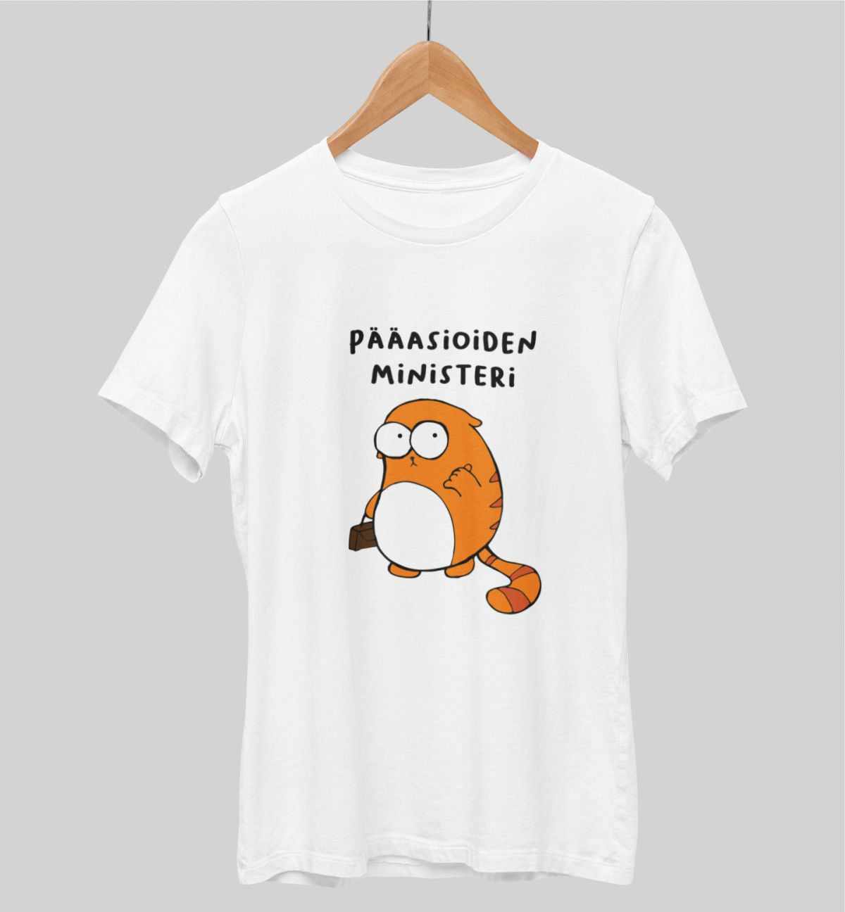 Valkoiset unisex T-paidat "Pääasioiden ministeri"