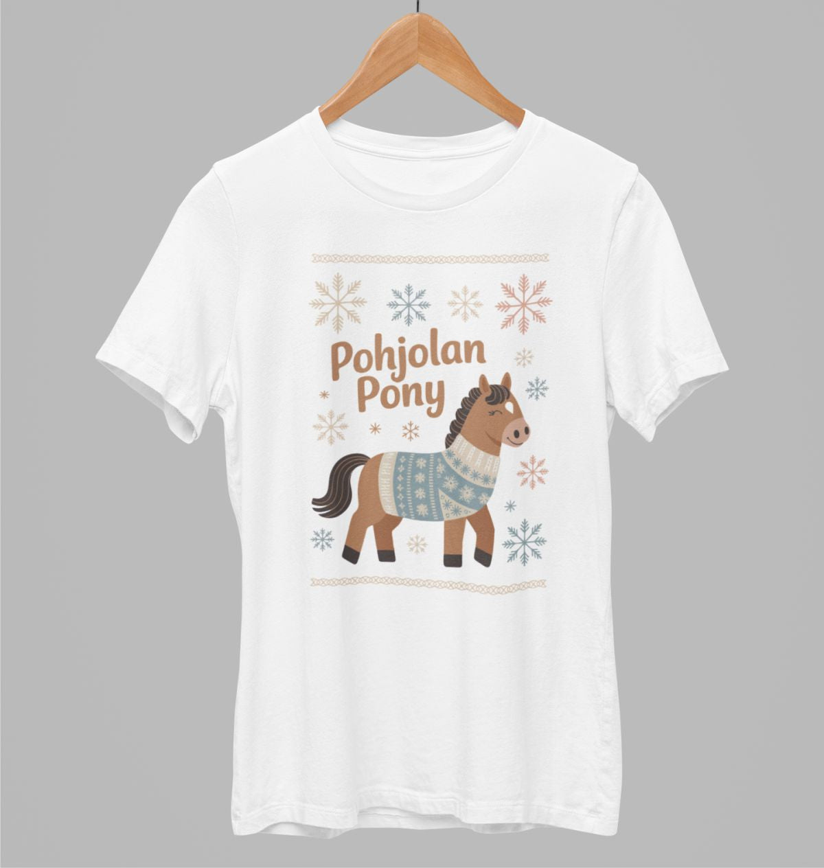 Valkoiset unisex T-paidat "Pohjolan poni"