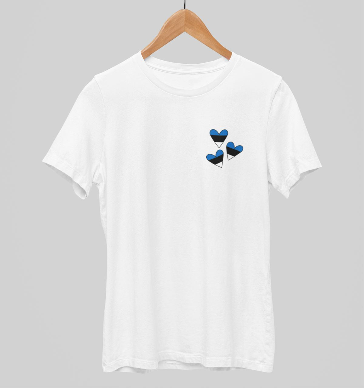 Valge unisex T-särk "Kolm südant"