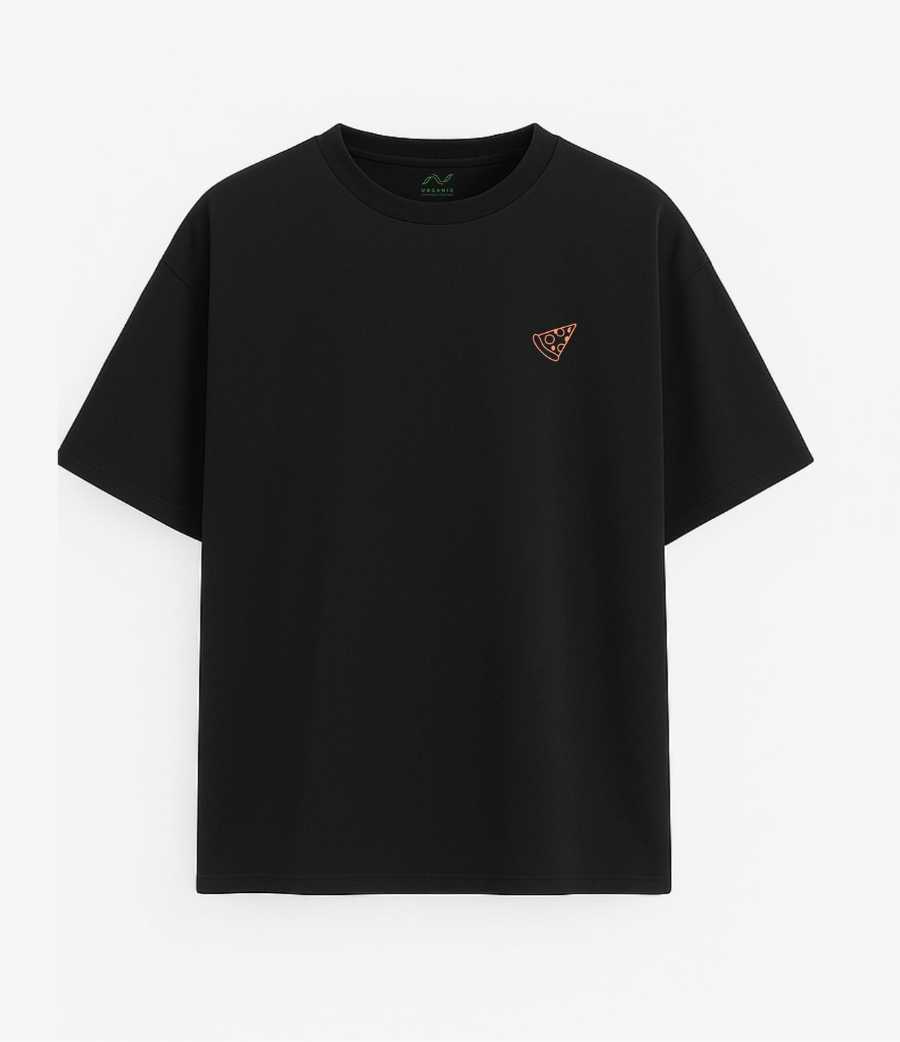 Oversized black T-shirt "Pizza club"