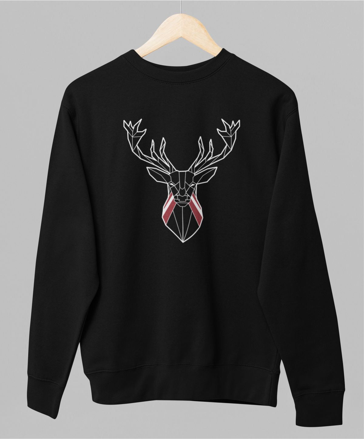 Melns UNISEX džemperis bez kapuces "Latvijas briedis"