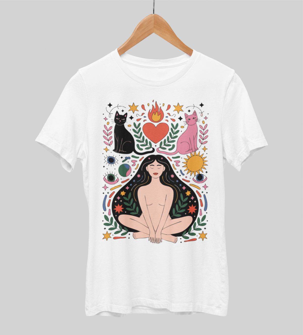 Valkoiset unisex T-paidat "Naisen voima"