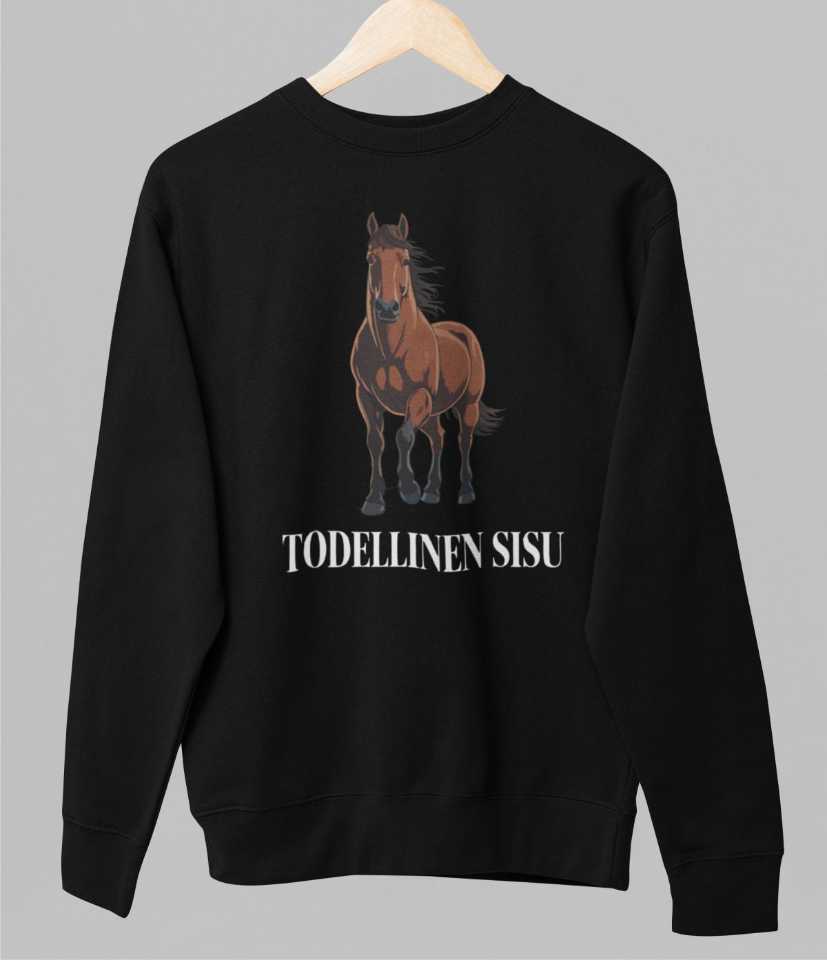 Musta unisex collegepaita "Todellinen sisu"