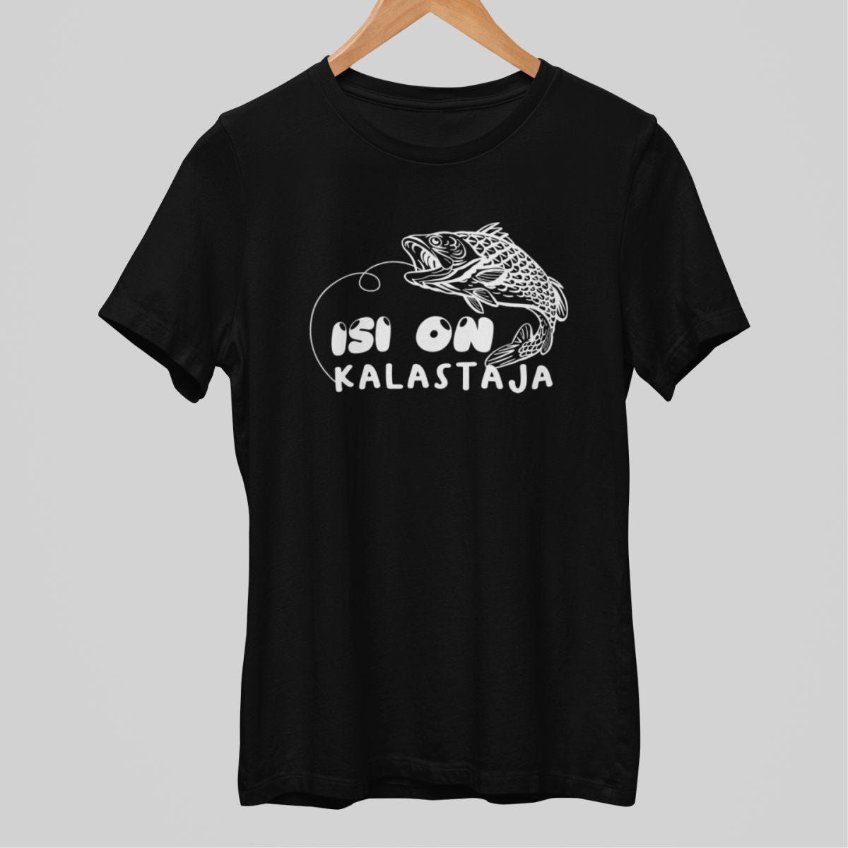 Mustat unisex T-paidat "Isi on kalastaja"