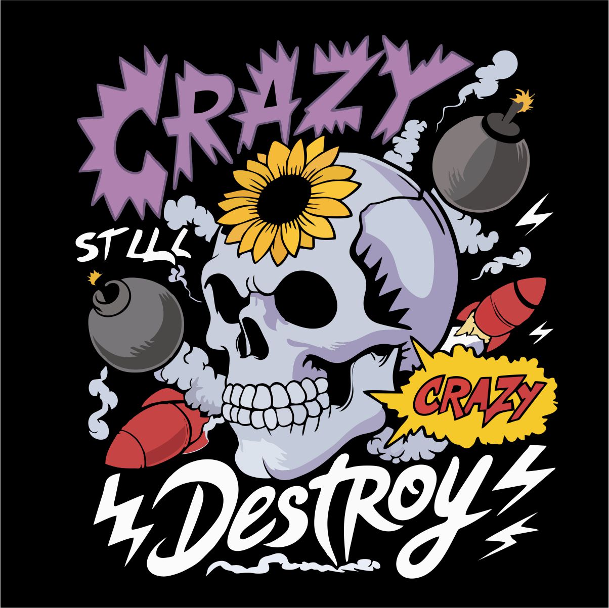 Schwarzes UNISEX T-Shirt „Crazy destroy“