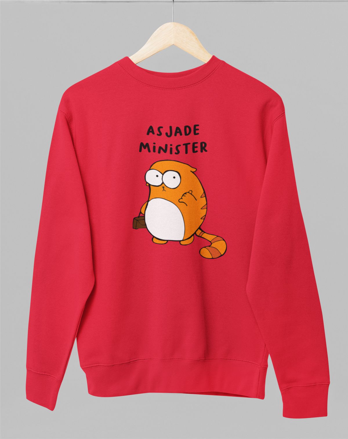 Punane UNISEX dressipluus ilma kapuutsita "Asjade minister"