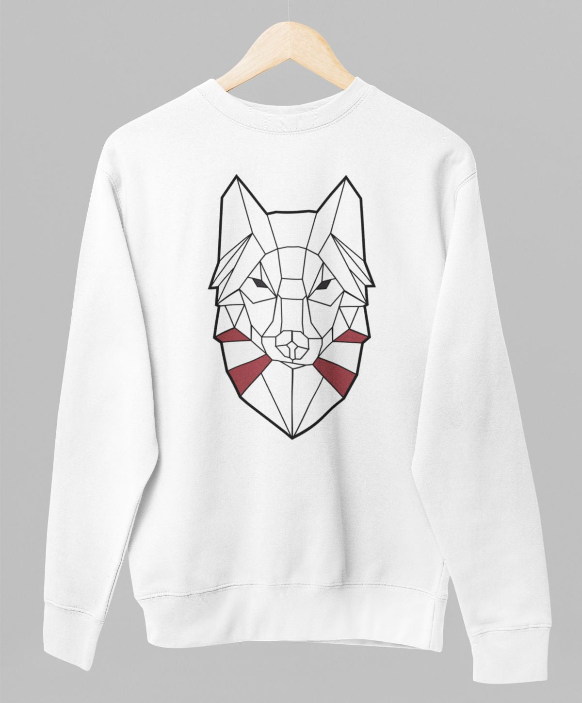 Balts UNISEX džemperis bez kapuces "Latvijas vilks"