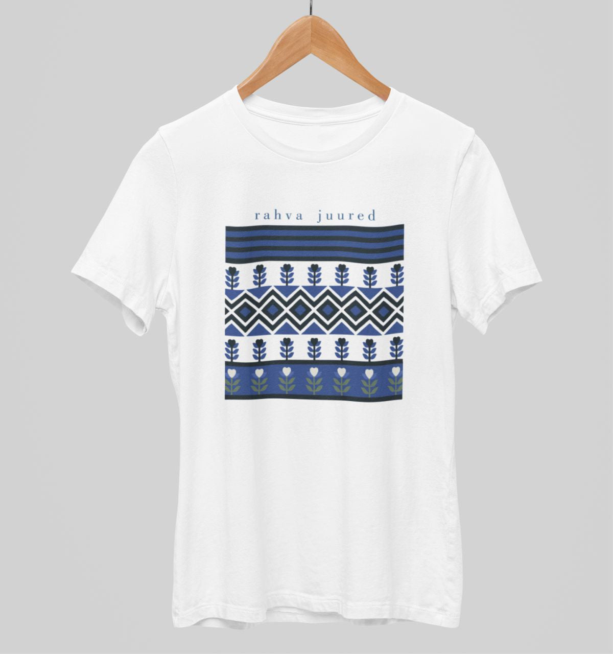 Valge unisex T-särk "Rahva juured"